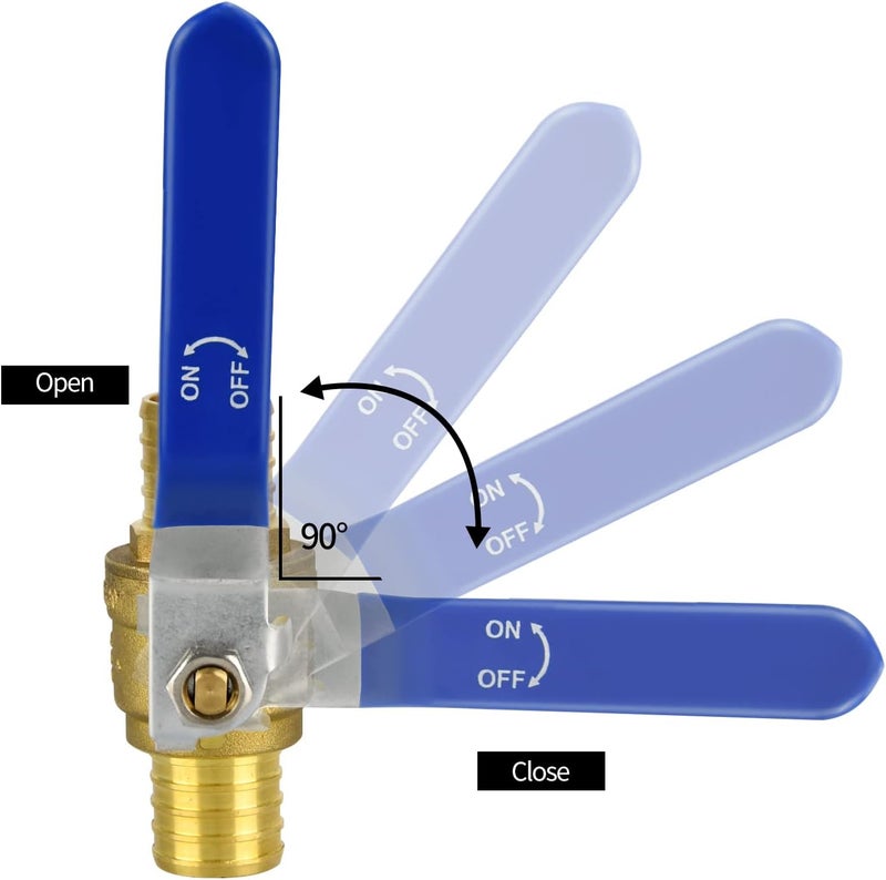 PXZBLG 1" PEX Ball Valves, PEX Brass Full Port Shut Off Valve, Full Port Water Stop Shut Off, Water Shut Off Valve - Image 3